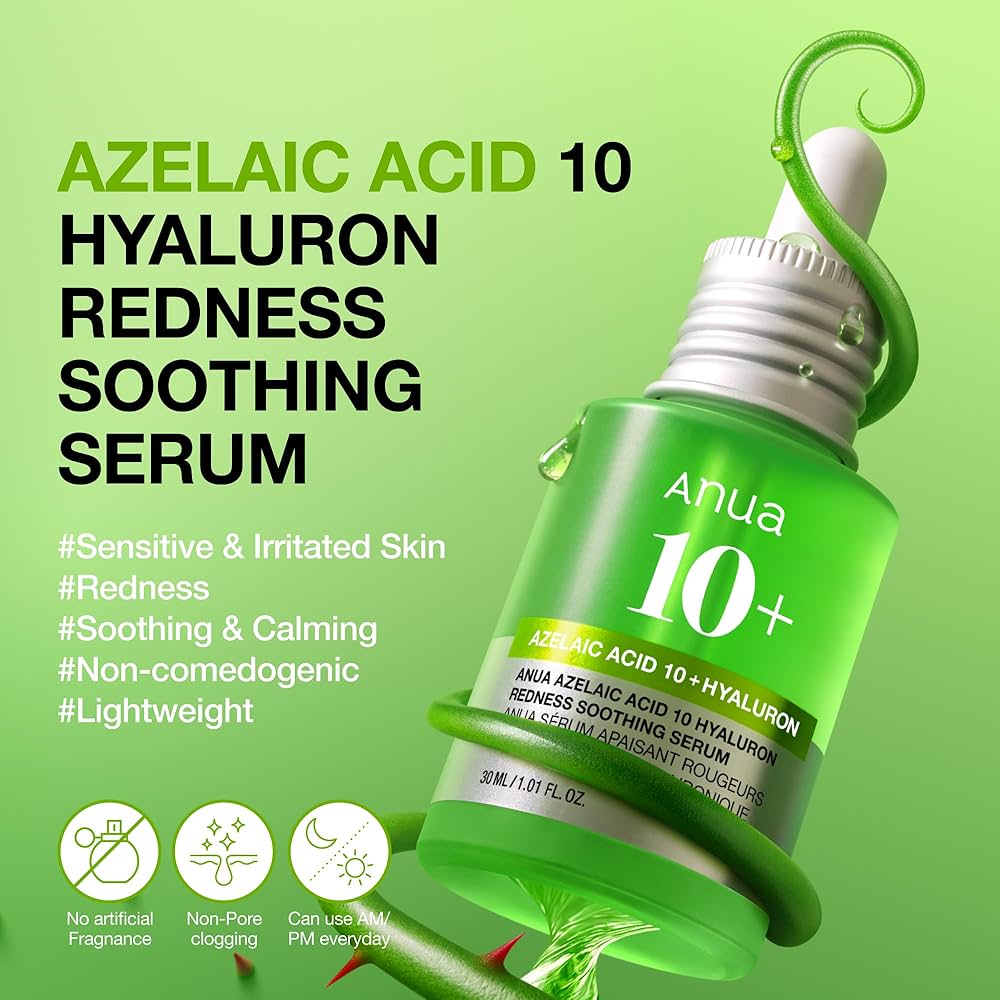 ANUA AZELAIC ACID 10 HYALURON REDNESS SOOTHING SERUM 30ML