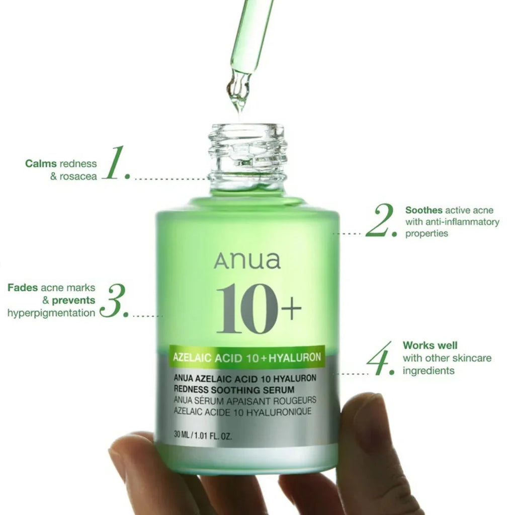 ANUA AZELAIC ACID 10 HYALURON REDNESS SOOTHING SERUM 30ML