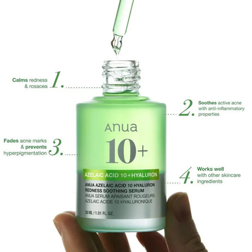 ANUA AZELAIC ACID 10 HYALURON REDNESS SOOTHING SERUM 30ML